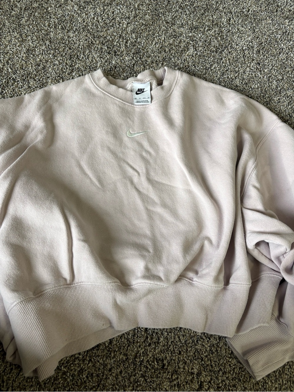 Nike Light Pink Embroidered Swoosh Crewneck Sweatshirt